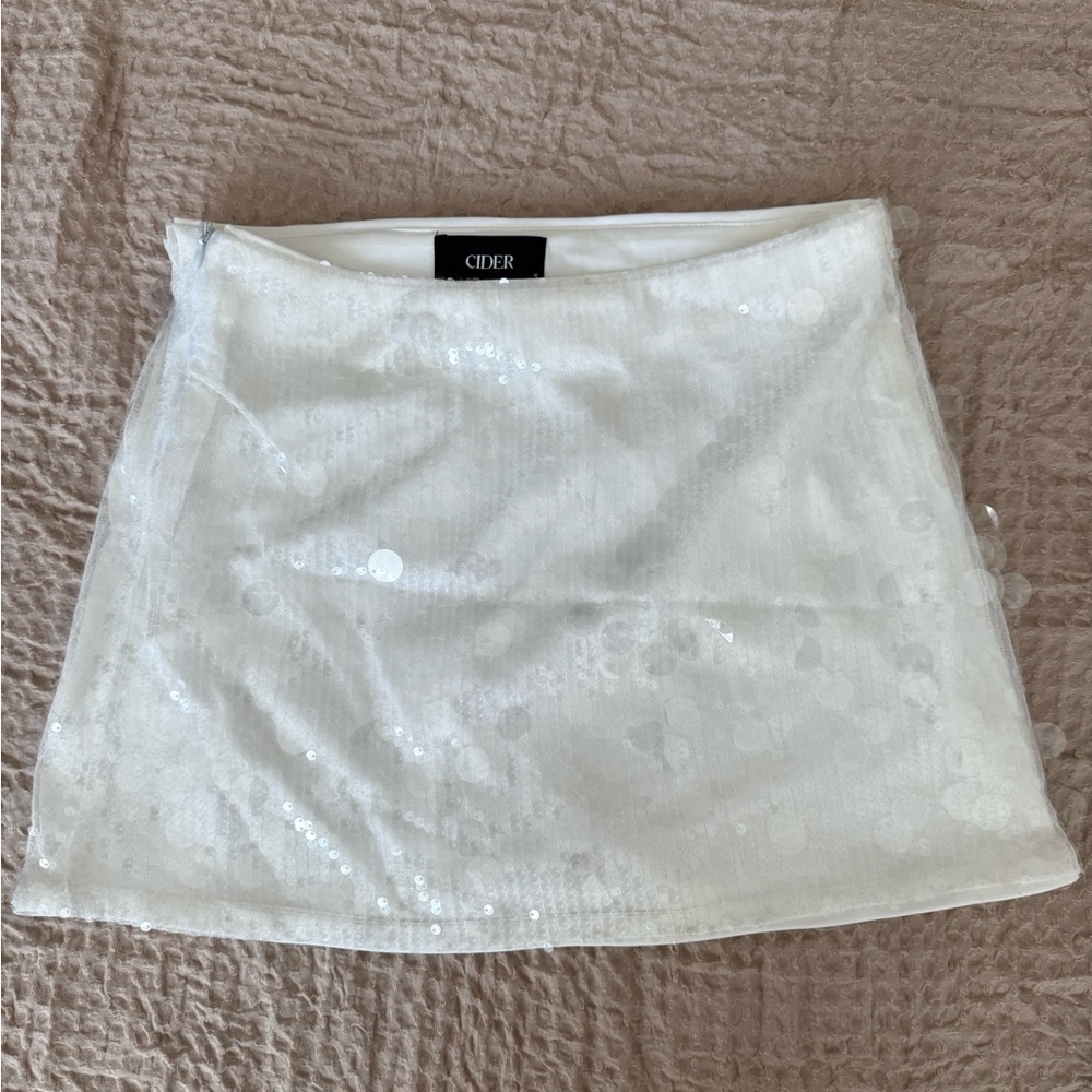 Sequin White Mini Skirt